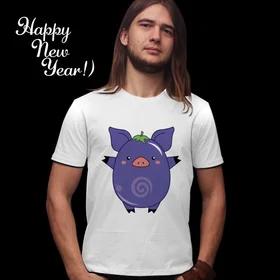 Прикольные футболки: свинка баклажан